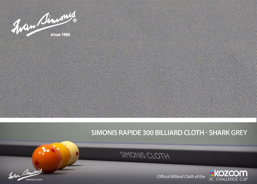 Сукно за билярд Simonis 300 Rapide, 195 см, цвят shark grey