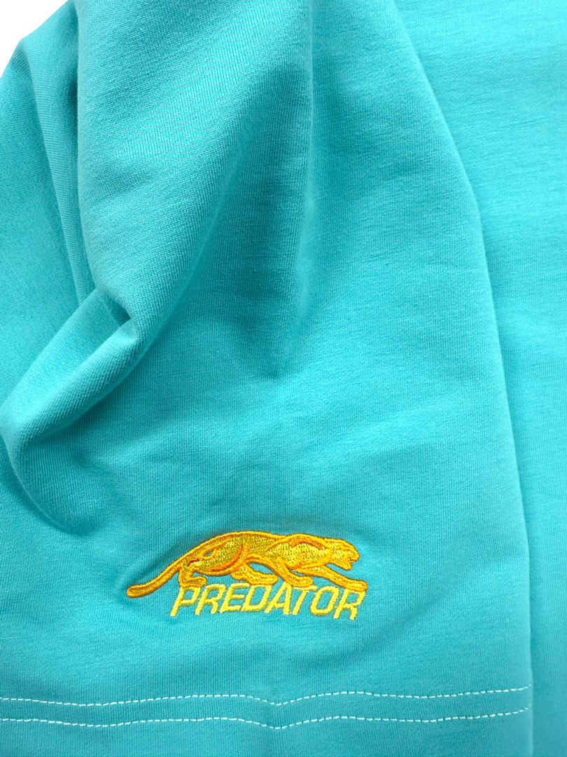 Тениска Predator Teal с черна котешка глава, размери XS-XXL