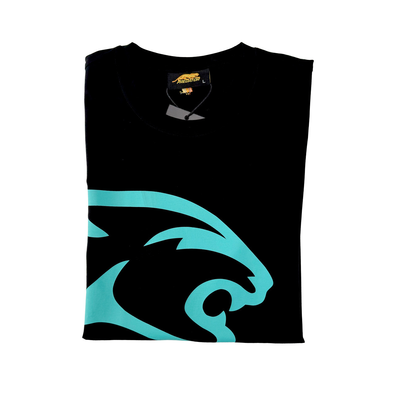 Черна тениска Predator с тюркоазено лого Cat Head (XS-XXL)