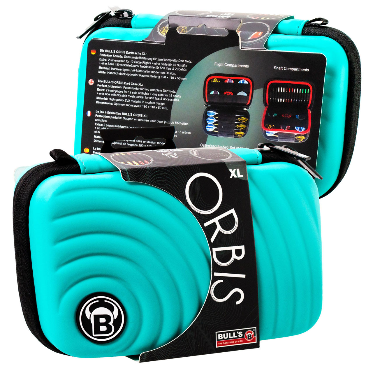 Калъф за стрелички BULL'S ORBIS XL за 6 стрелички и аксесоари – мента
