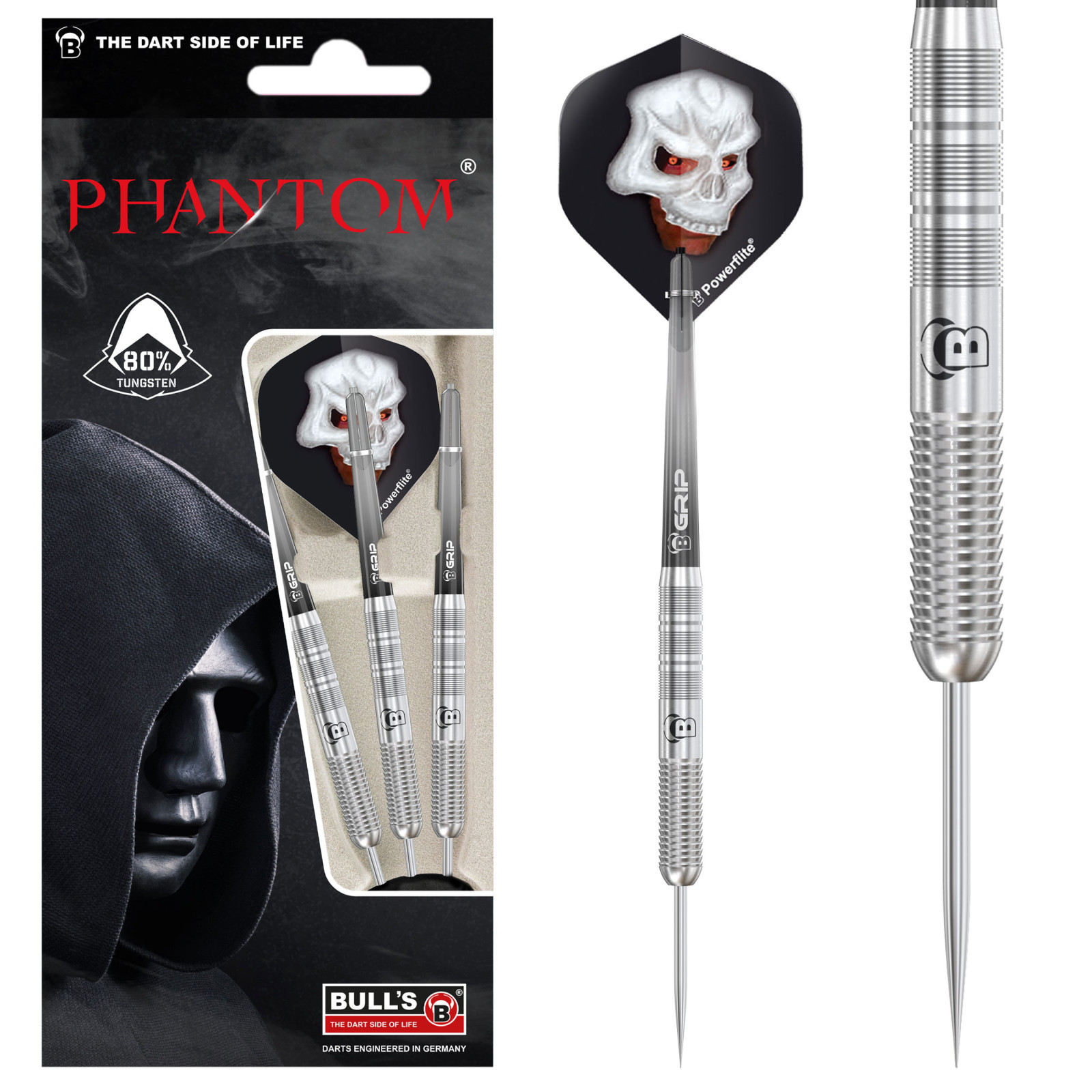 Стийл дартс стрели BULL'S Phantom PT1 с 80% волфрам, 21 g
