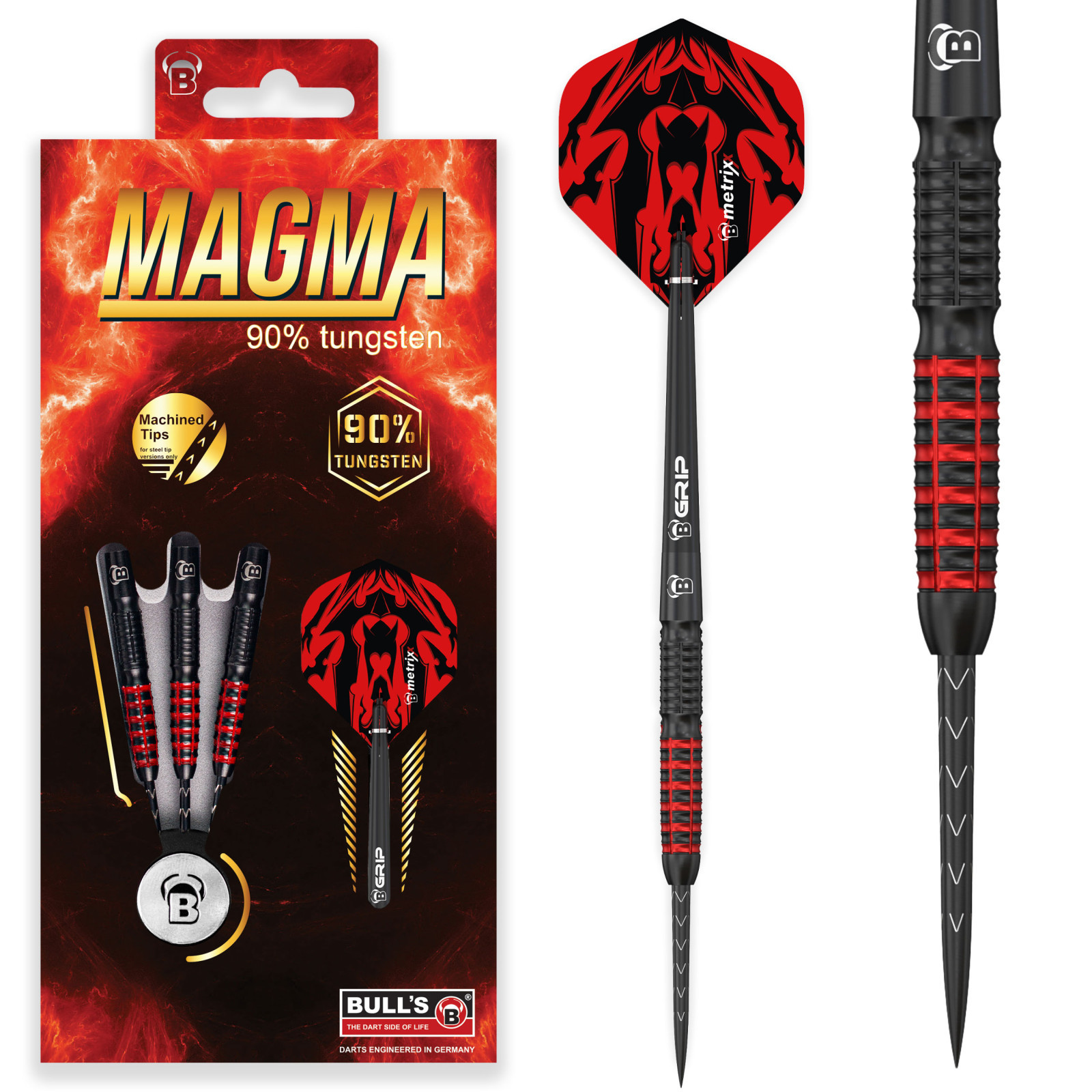 Стрелички за дартс BULL'S Magma Steel Dart, 90% волфрам, 25 г