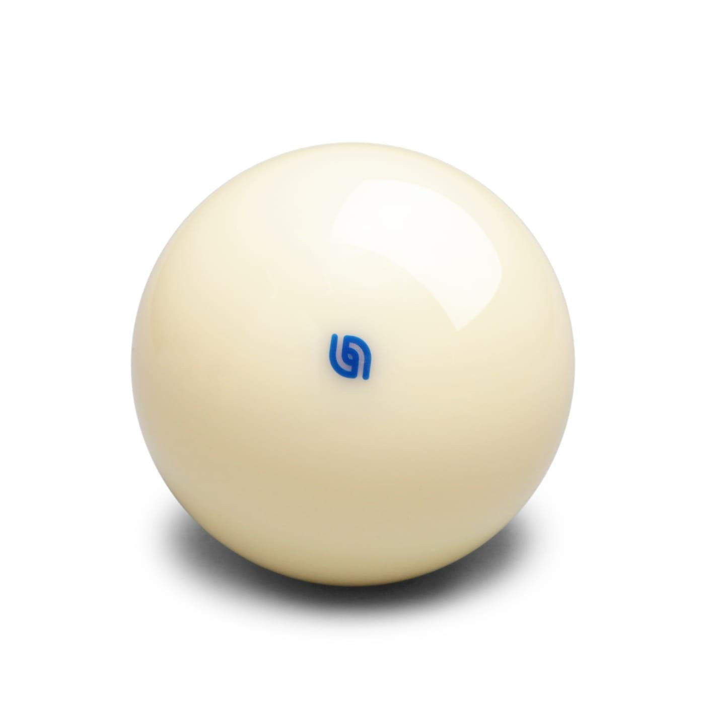 Бяла топка 57,2 mm Aramith Premium със синьо лого