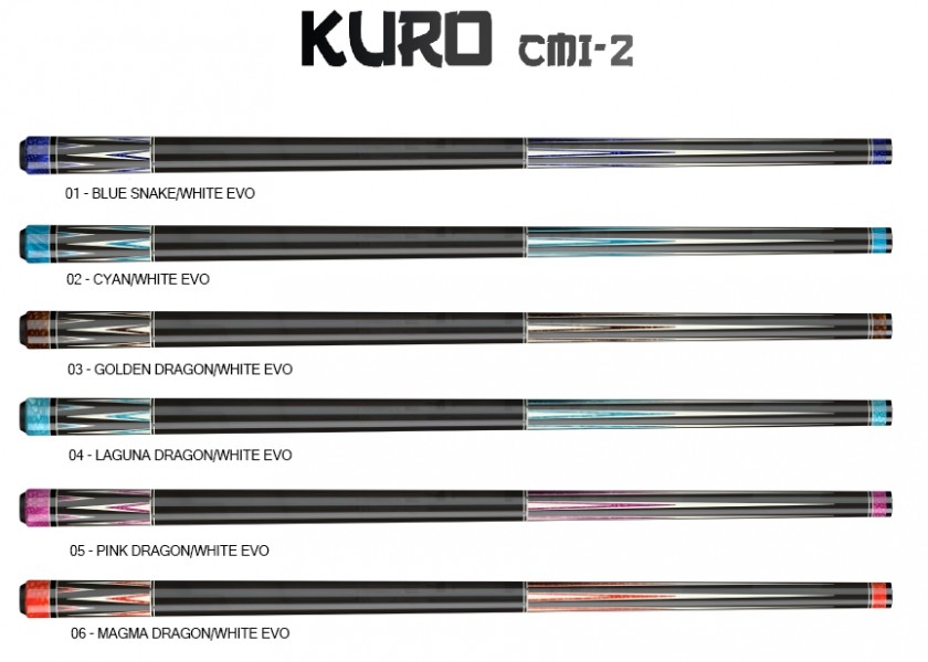 Долна част на щека за карамбол Molinari KURO CMI-2 EVO – 02 Cyan EVO/White, Radial винт