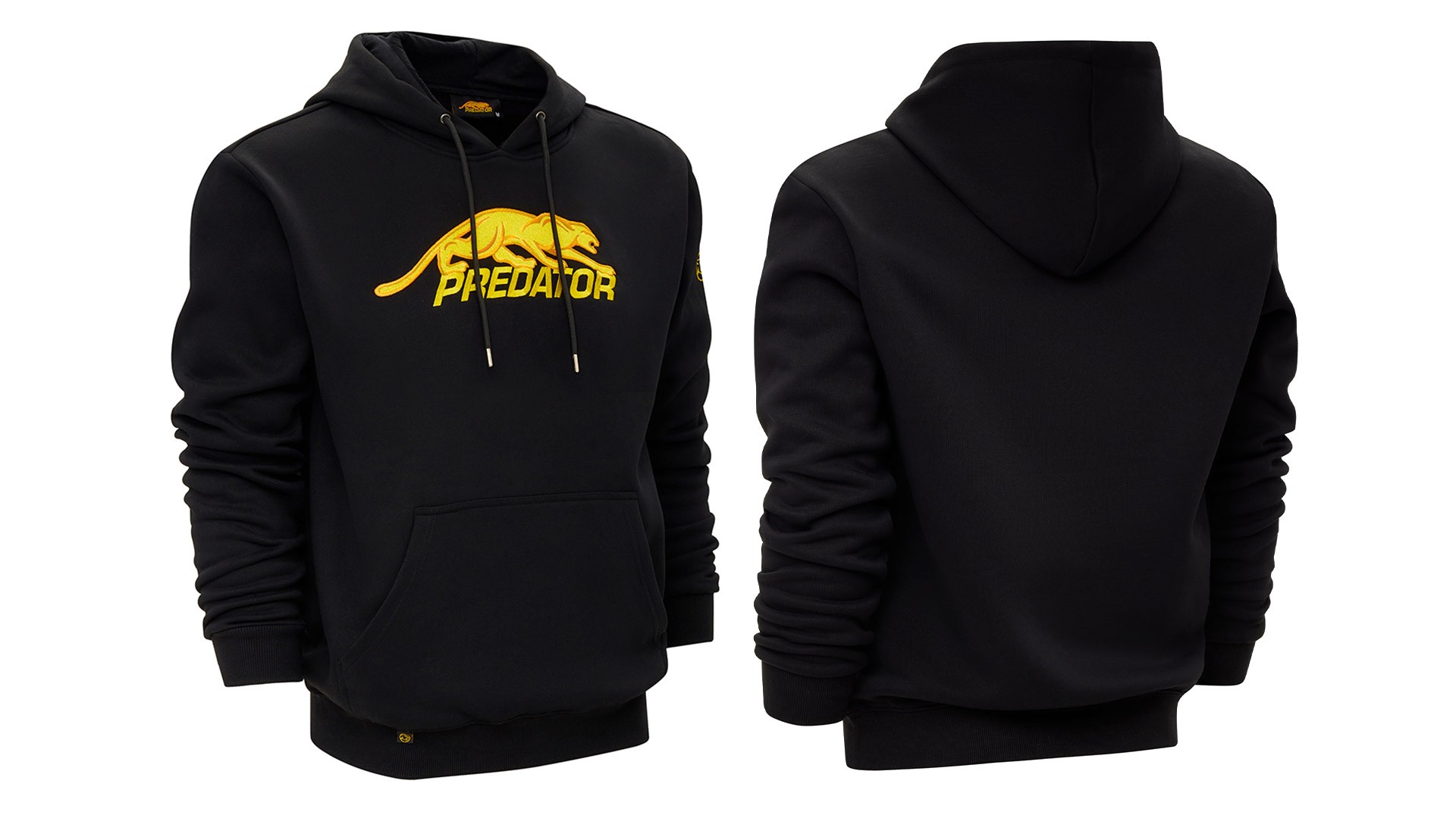 Суитшърт с качулка Predator черен с жълта котка S-XXL